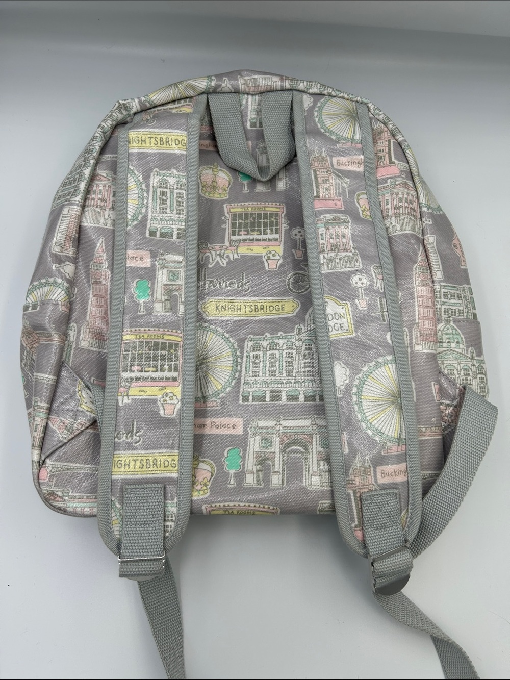 Harrods London Landmarks Backpack in Grey & Pastel Pink - Picture 4 of 8